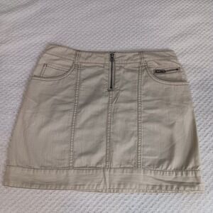 Brooklyn Industries‎ Zipper Front Mini Skirt Sz 4 Beigecore Minimalist Y2K Retro